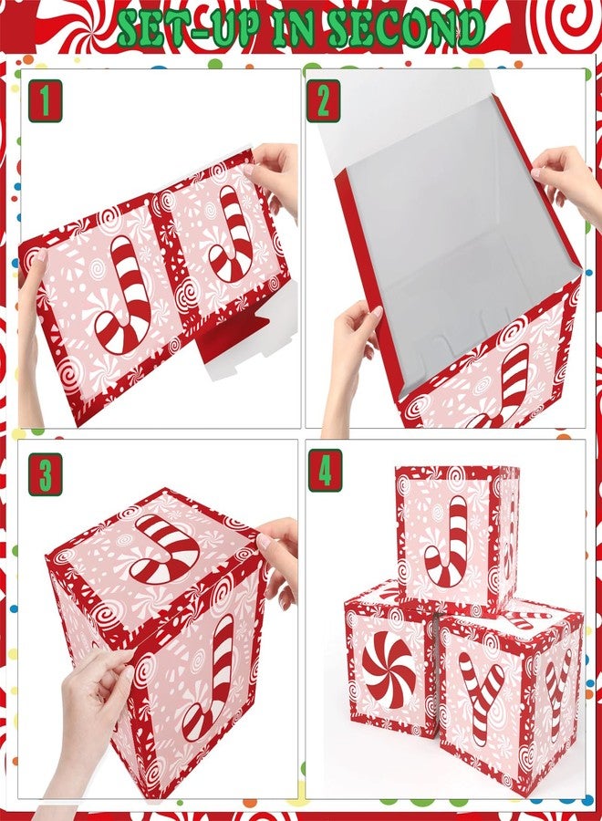 Demonwer 3 Pcs Christmas Balloons Boxes Large Christmas Candy Cane Balloon Boxes Cute Cartoon Gifts Boxes Holiday Party Box for Winter Xmas Holiday New Year Party Supplies - Image 3